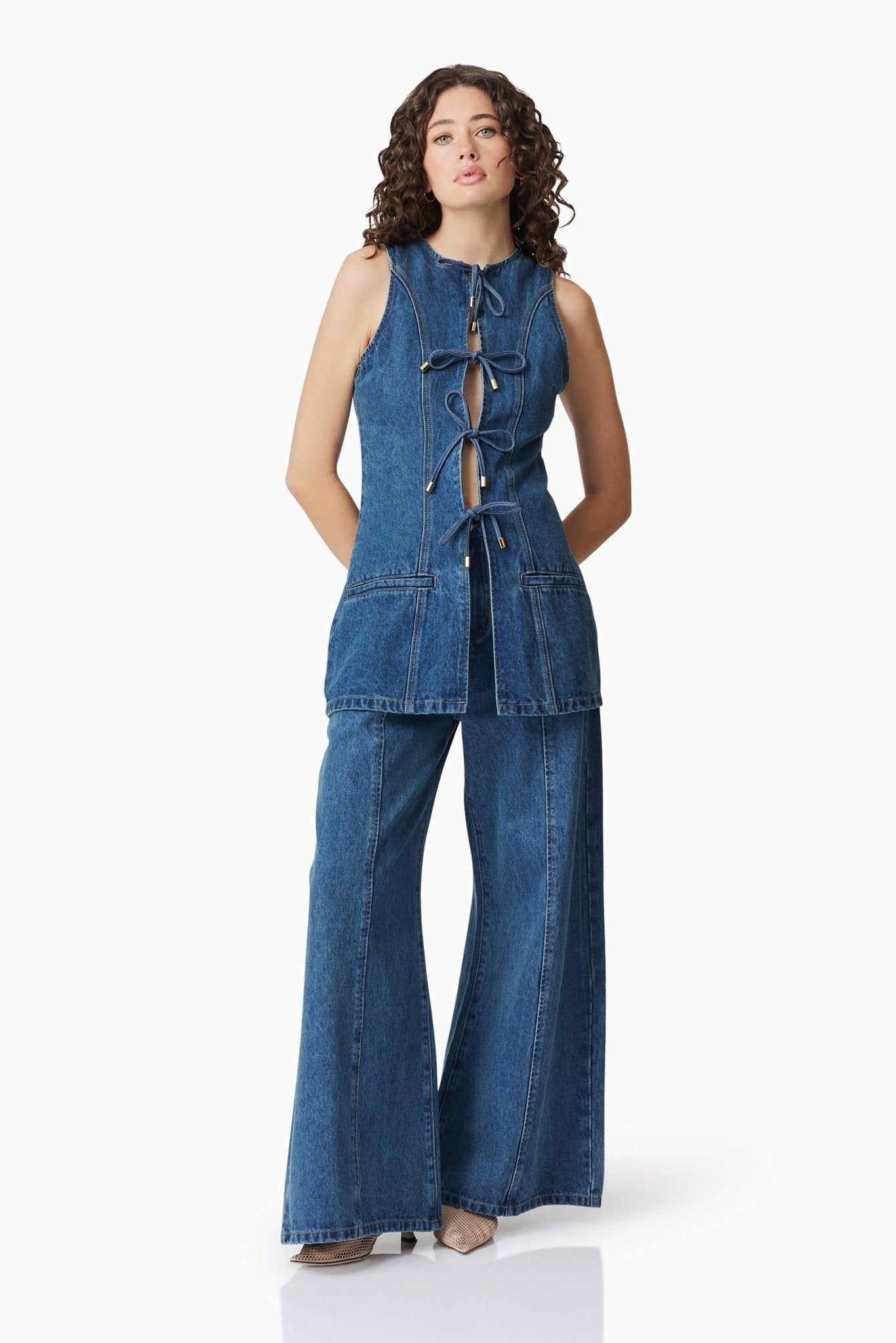 Clara Sleeveless Set Mid Blue - SODA Fashion Haus