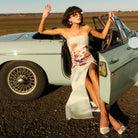 Clémence Embroidered Split Maxi Dress - Hibiscus in Pistachio - SODA Fashion Haus