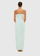 Clémence Embroidered Split Maxi Dress - Hibiscus in Pistachio - SODA Fashion Haus