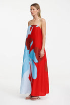 Edith Dress in Crimson Stencil - SODA Fashion Haus