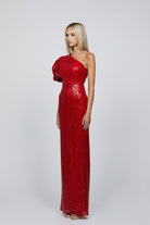 Elowen Rosette Sleeve Sequin Gown - SODA Fashion Haus