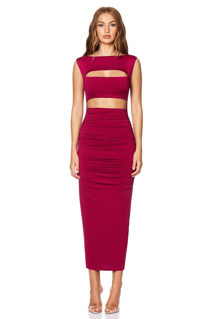 Enigma Cut Out Midi - Ruby - SODA Fashion Haus