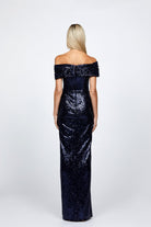 Evanie Draped Off Shoulder Sequin Gown - SODA Fashion Haus