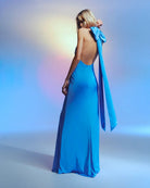 Evianna Satin Maxi Dress (Lapis Blue) - SODA Fashion Haus
