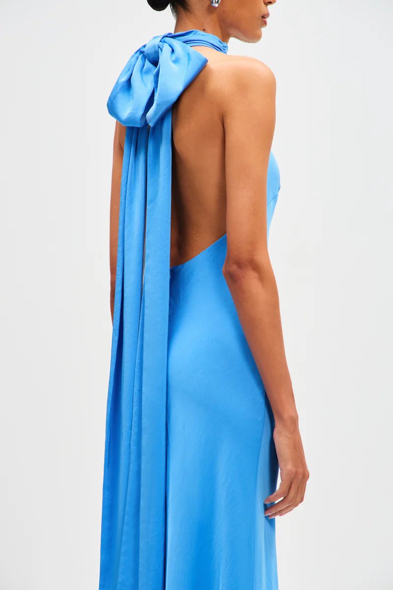 Evianna Satin Maxi Dress (Lapis Blue) - SODA Fashion Haus