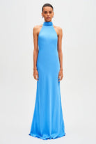 Evianna Satin Maxi Dress (Lapis Blue) - SODA Fashion Haus