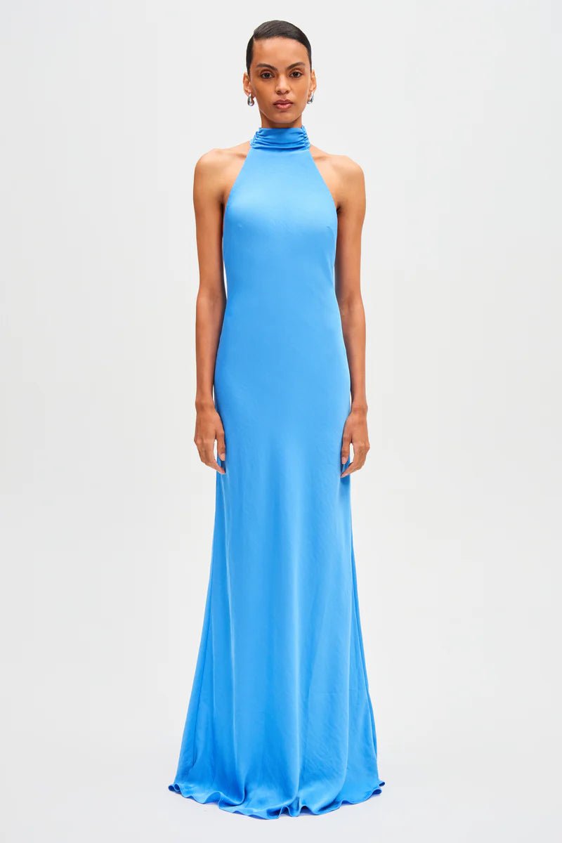 Evianna Satin Maxi Dress (Lapis Blue) - SODA Fashion Haus
