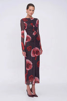 Frida Ruched Front Long Sleeve Maxi Dress - SODA Fashion Haus
