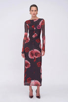 Frida Ruched Front Long Sleeve Maxi Dress - SODA Fashion Haus