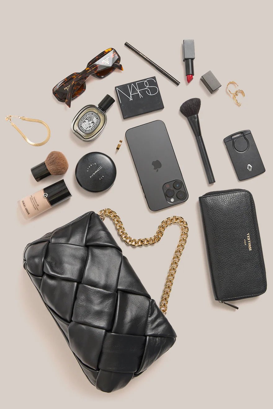 Gabrielle Woven Leather Bag - Black - SODA Fashion Haus
