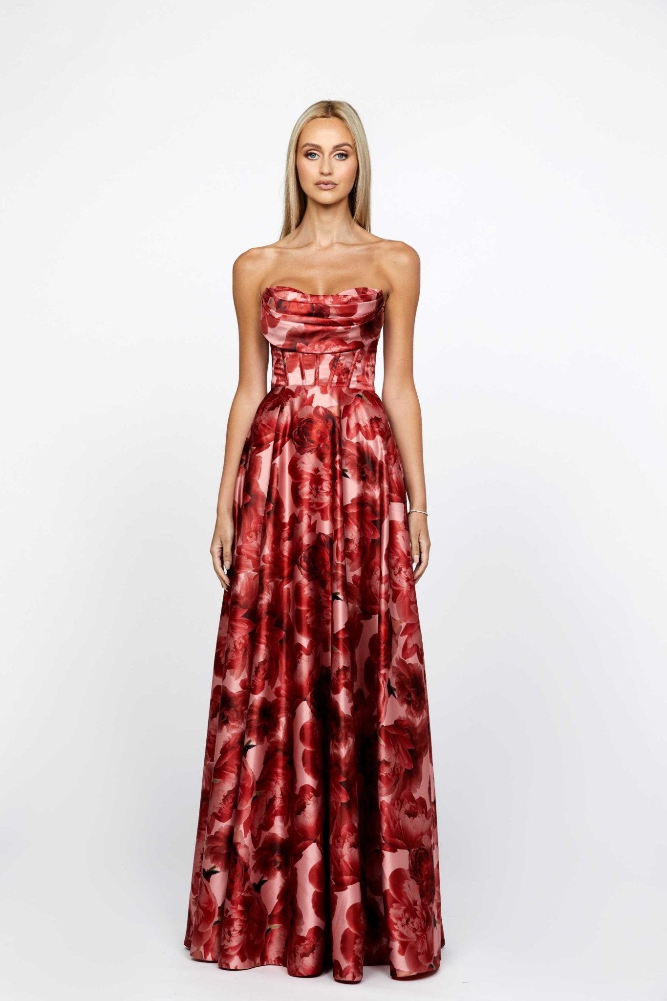 Genevia Strapless Printed Gown - SODA Fashion Haus