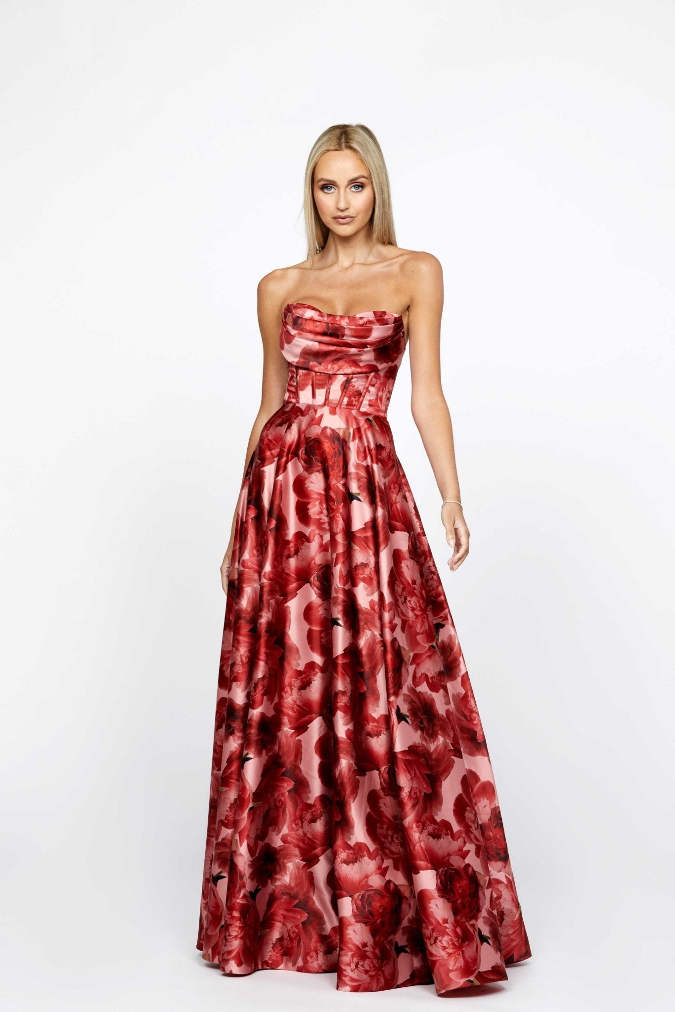 Genevia Strapless Printed Gown - SODA Fashion Haus