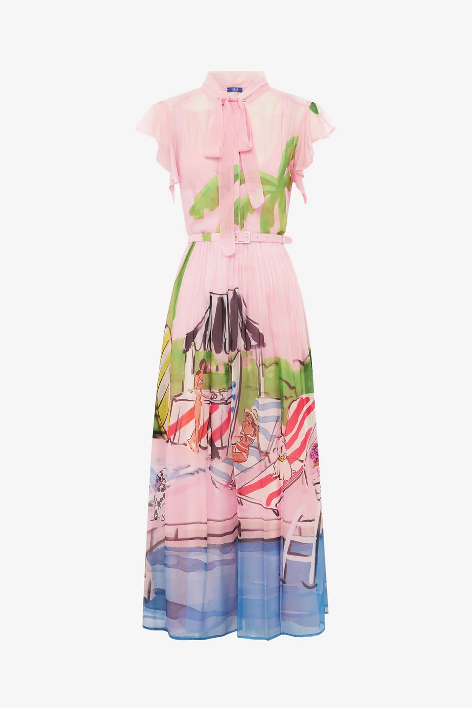 Grace Flutter Sleeve Midi Dress in Riviera Print by Leo Lin - Australian designer Dress | SODA Fashion Haus