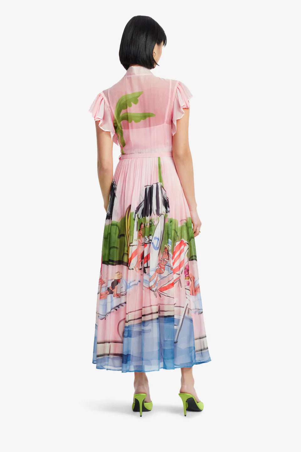 Grace Flutter Sleeve Midi Dress in Riviera Print by Leo Lin - Australian designer Dress | SODA Fashion Haus