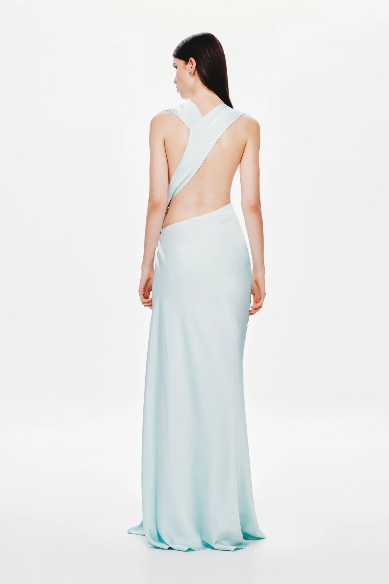 Harlow Satin Maxi Dress - Ice Blue - SODA Fashion Haus