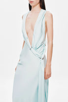 Harlow Satin Maxi Dress - Ice Blue - SODA Fashion Haus