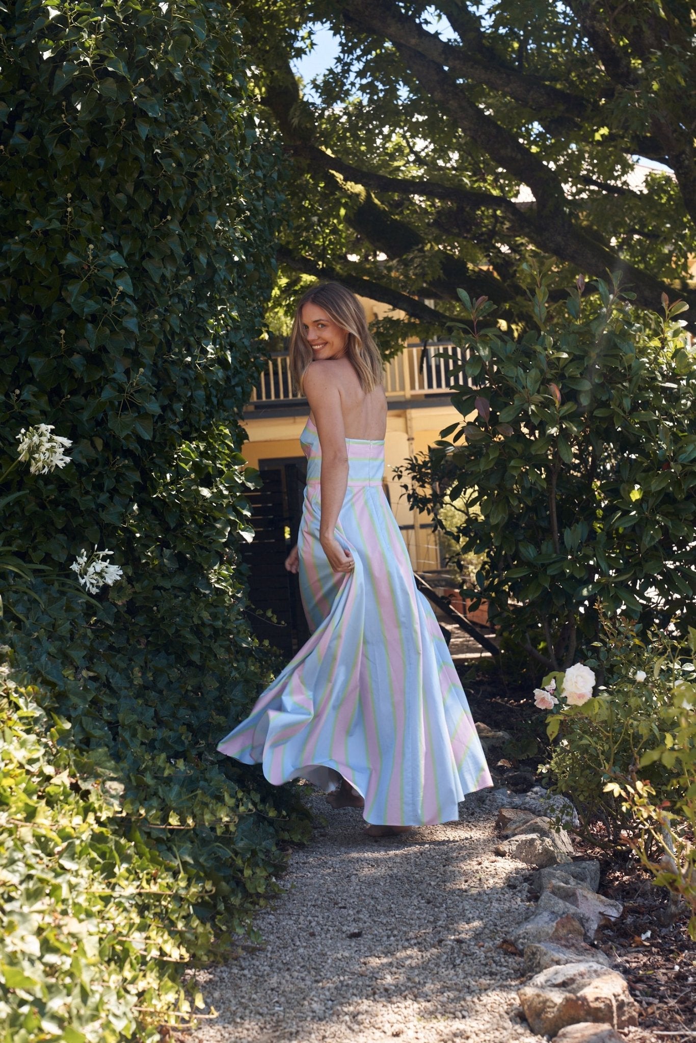 Hazel Dress in Powder Stripe - SODA Fashion Haus