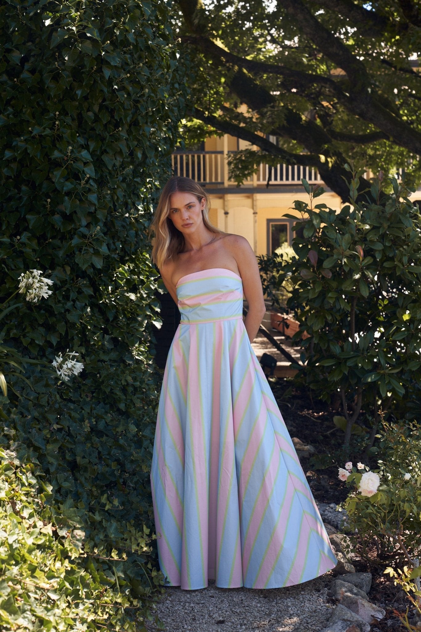 Hazel Dress in Powder Stripe - SODA Fashion Haus