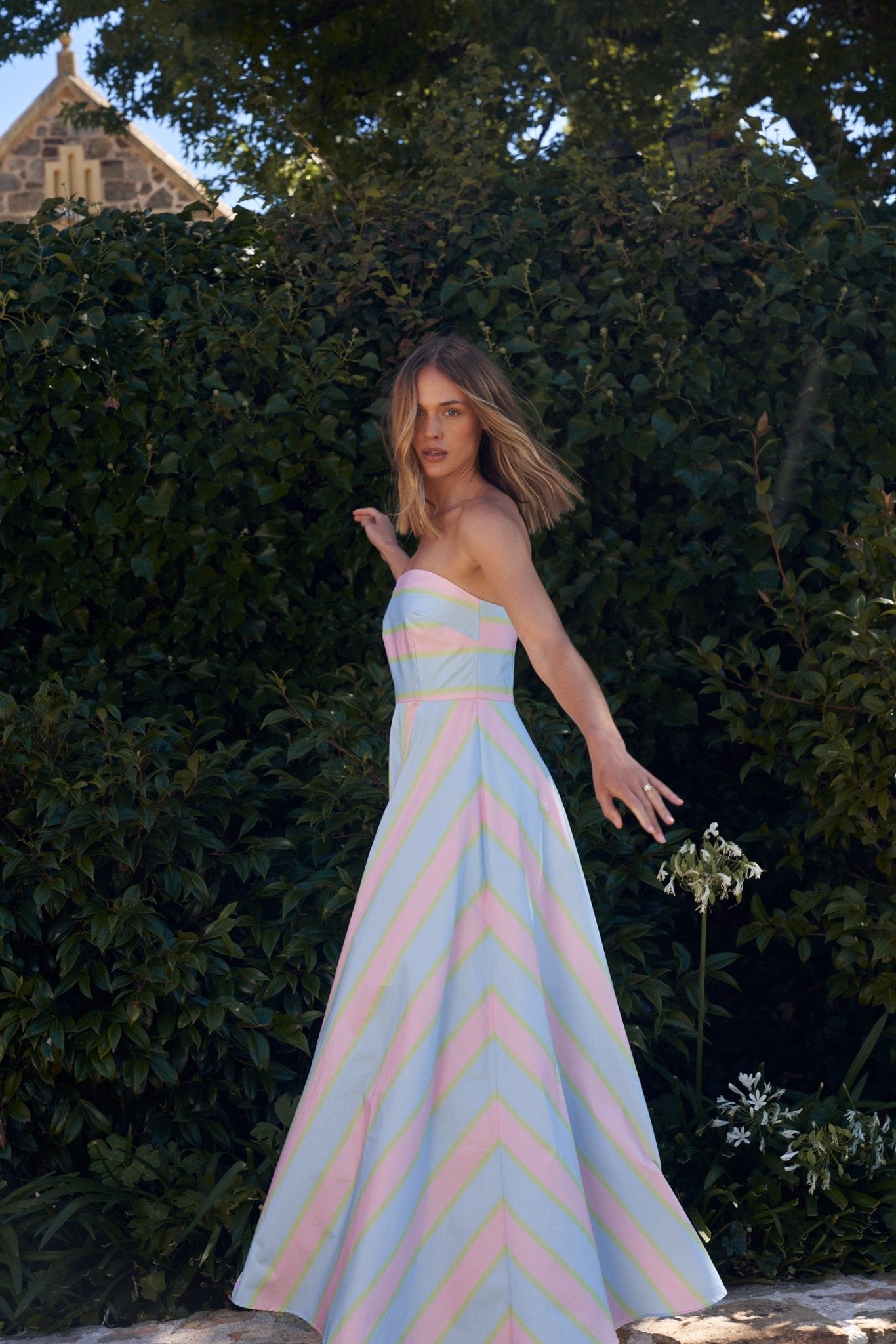 Hazel Dress in Powder Stripe - SODA Fashion Haus