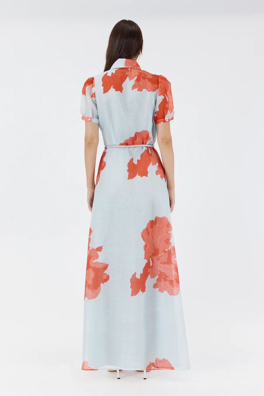 Janelle Maxi Shirt Dress Red Floral Print - SODA Fashion Haus