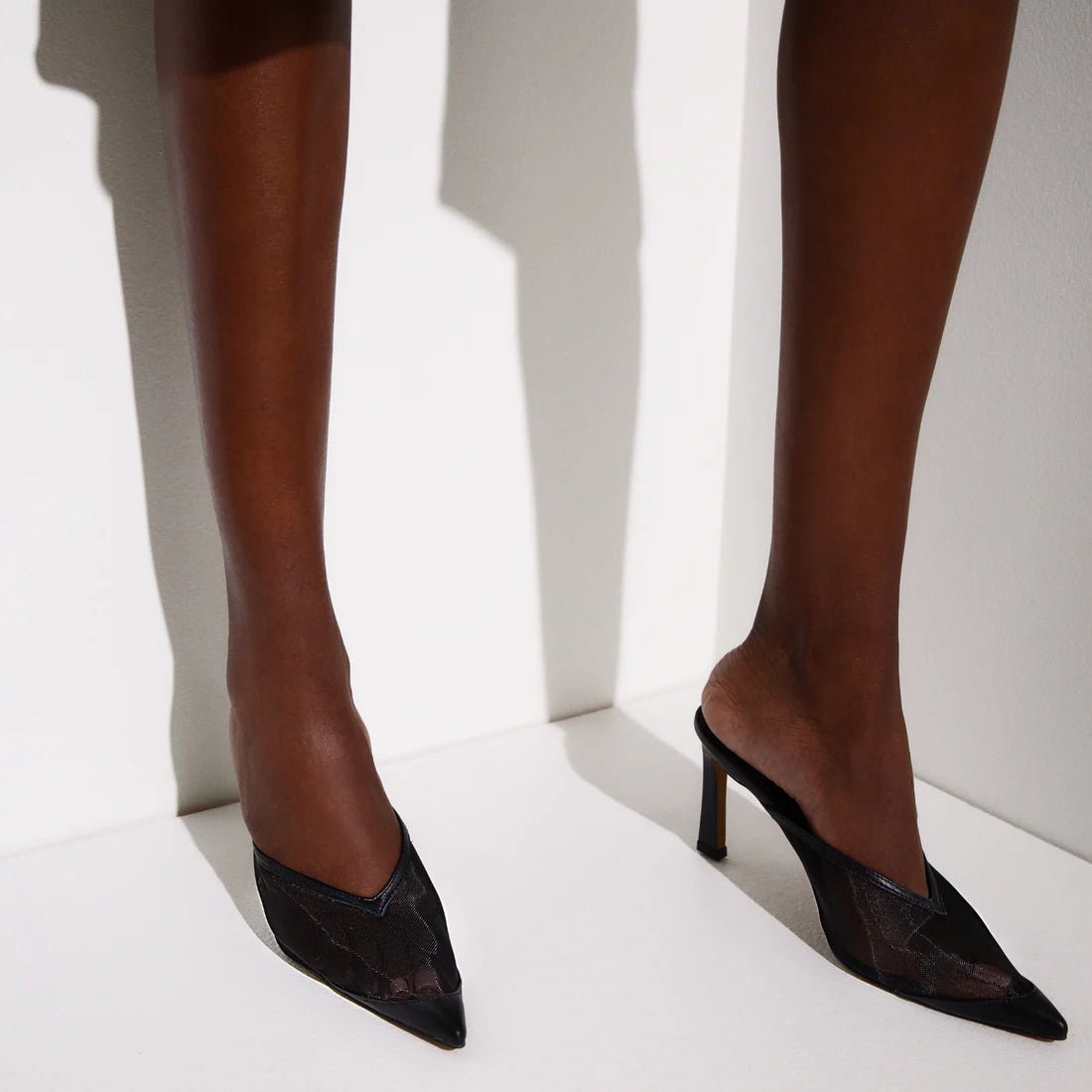 Jocelyn Mule Black Mesh & Leather - SODA Fashion Haus
