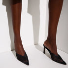 Jocelyn Mule Black Mesh & Leather - SODA Fashion Haus