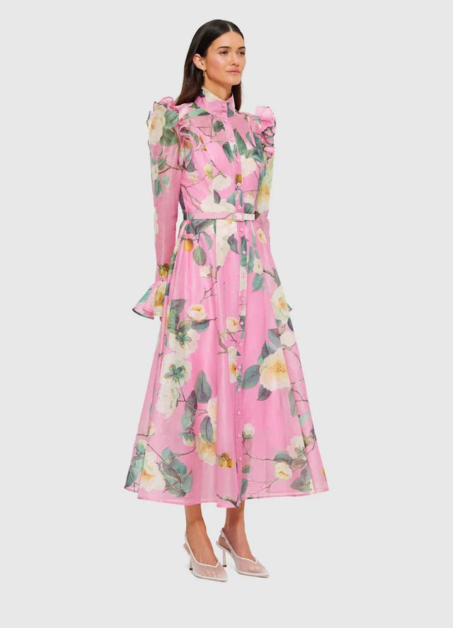 Katrina Butterfly Sleeve Midi Dress - Camelia Print - SODA Fashion Haus