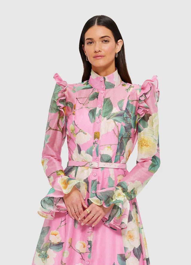 Katrina Butterfly Sleeve Midi Dress - Camelia Print - SODA Fashion Haus
