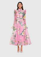 Katrina Butterfly Sleeve Midi Dress - Camelia Print - SODA Fashion Haus