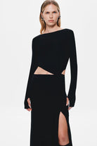 Kendall Long Sleeve Dry Jersey Dress - Black - SODA Fashion Haus