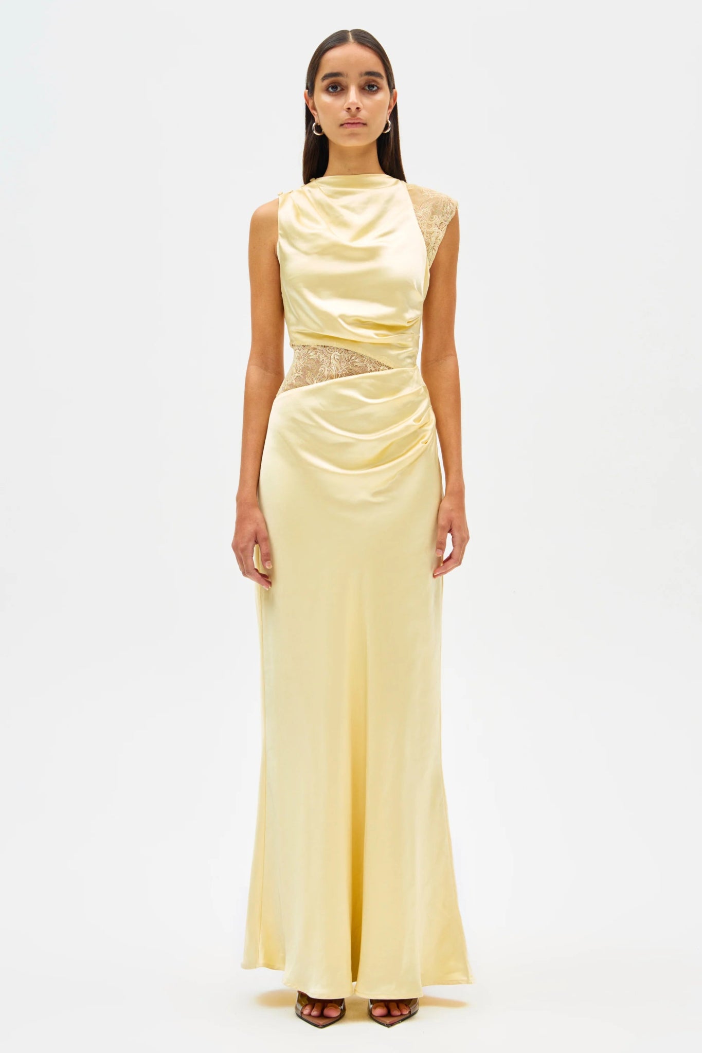 open lace back dress Laureen Asymmetrical One Shoulder Stretch Satin Bridesmaid Dress main image 1
