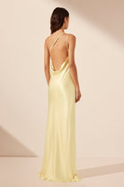 La Lune One Shoulder Cowl Back Maxi Dress - Lemon - SODA Fashion Haus