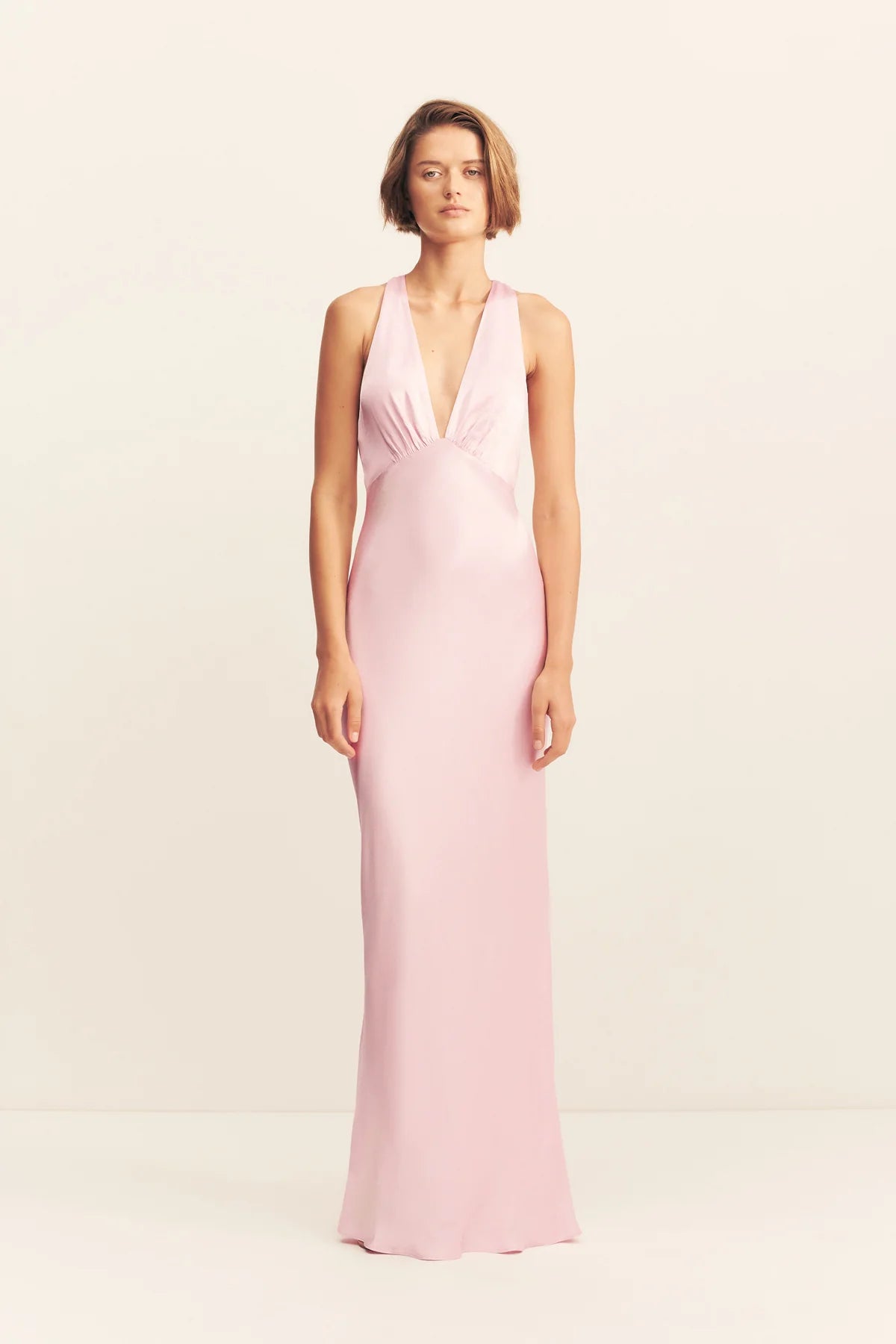 La lune plunged cross back maxi dress - Blossom - SODA Fashion Haus
