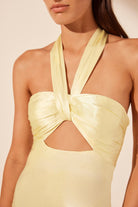 La Lune Ruched Halter Maxi Dress - Lemon - SODA Fashion Haus