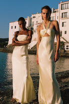 La Lune Strapless Ruched Bodice Maxi Dress - Lemon - SODA Fashion Haus