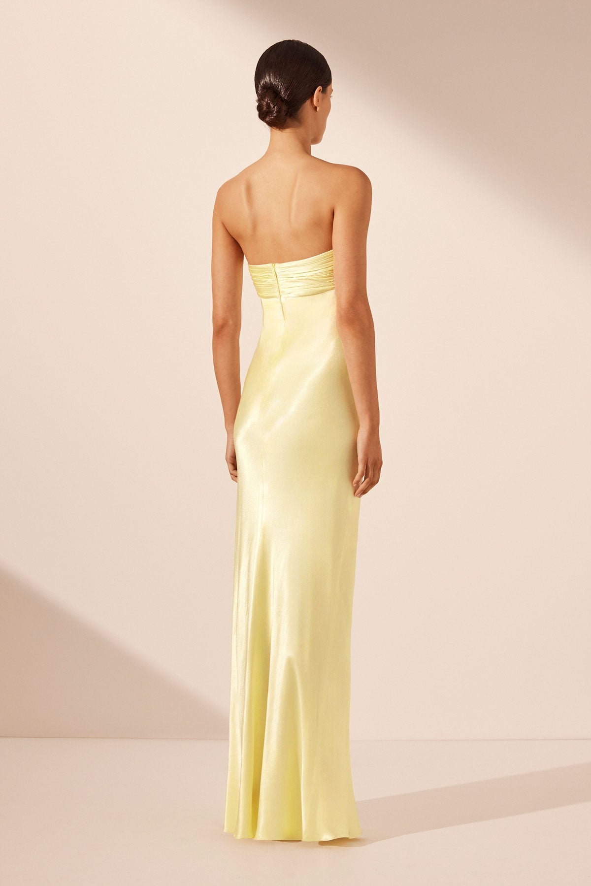 La Lune Strapless Ruched Bodice Maxi Dress - Lemon - SODA Fashion Haus
