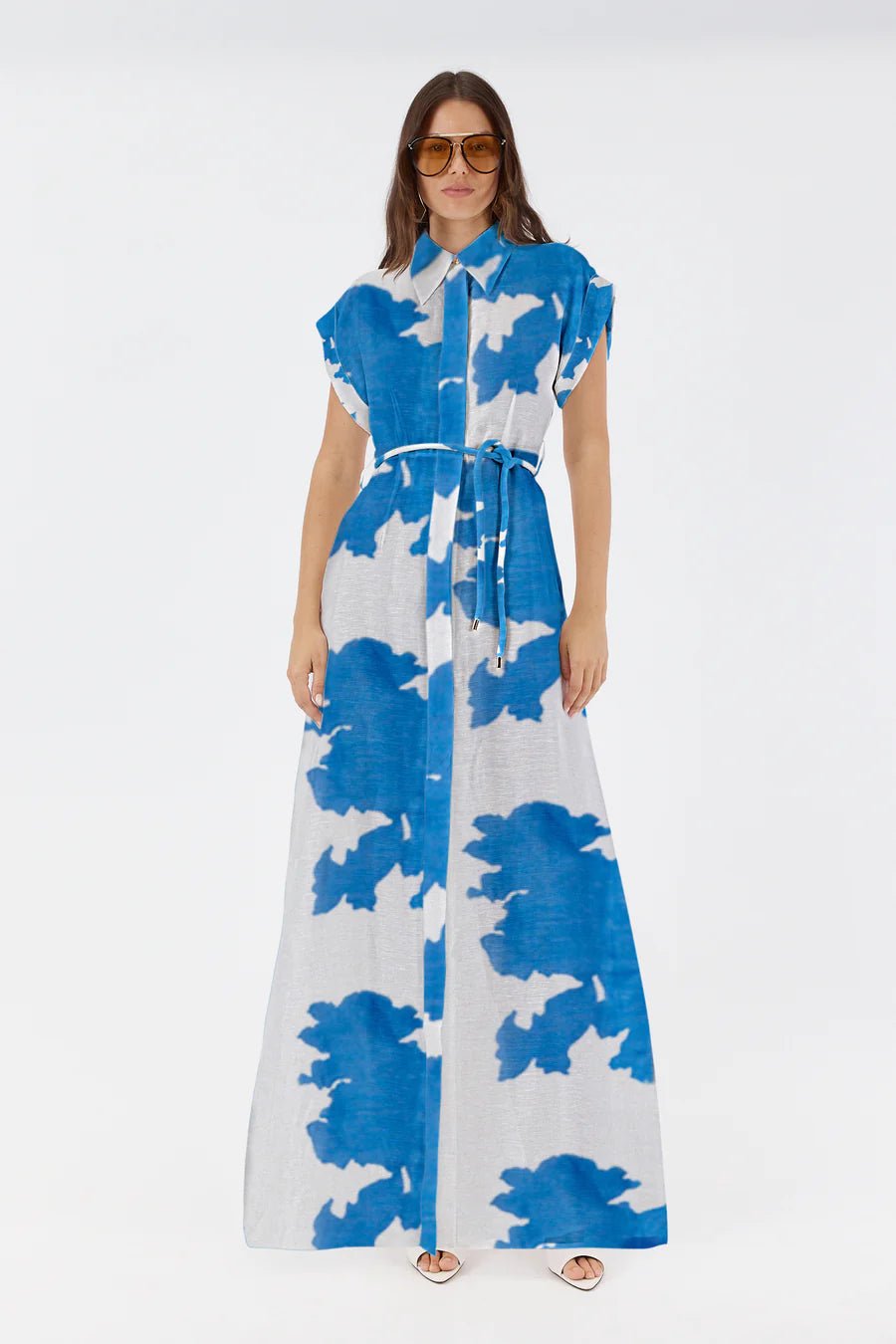 Leanne Maxi Shirt Dress - Blue Floral - SODA Fashion Haus