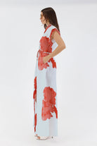 Leanne Maxi Shirt Dress - Red Floral Print - SODA Fashion Haus