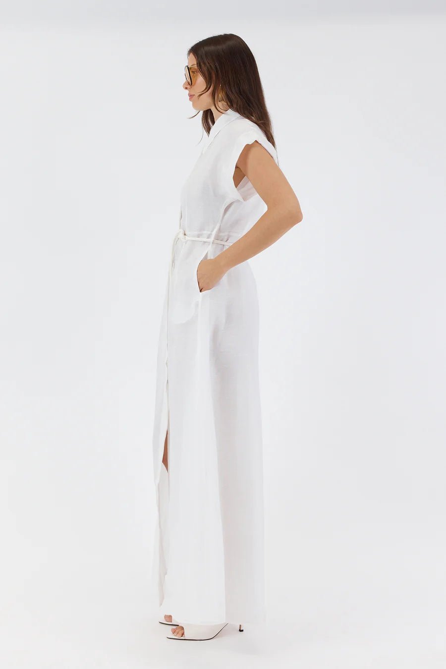 Leanne Maxi Shirt Dress - White - SODA Fashion Haus