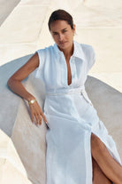 Leanne Maxi Shirt Dress - White - SODA Fashion Haus