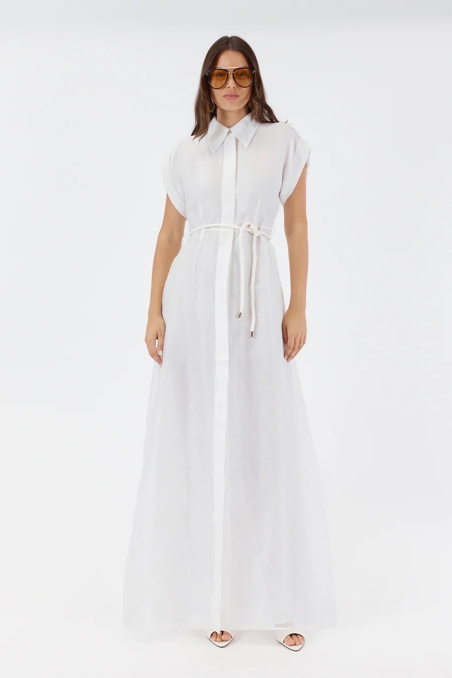 Leanne Maxi Shirt Dress - White - SODA Fashion Haus