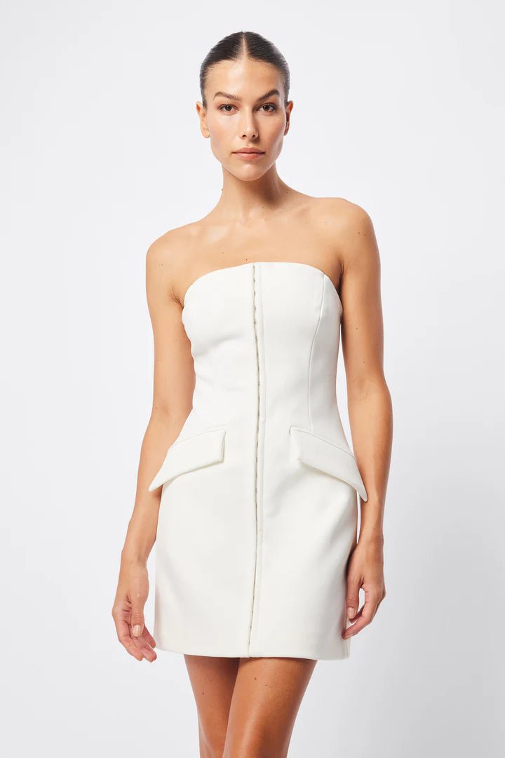 Linear Mini Dress - White - SODA Fashion Haus