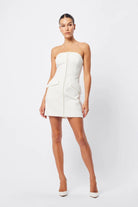 Linear Mini Dress - White - SODA Fashion Haus