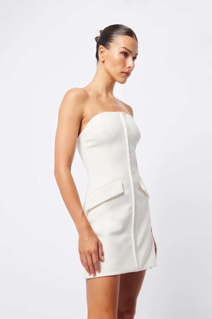 Linear Mini Dress - White - SODA Fashion Haus