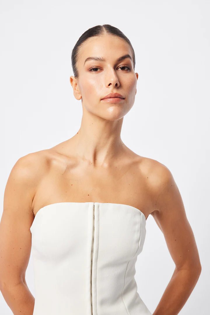 Linear Mini Dress - White - SODA Fashion Haus