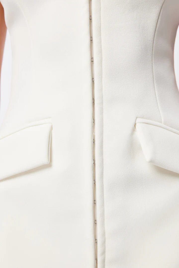Linear Mini Dress - White - SODA Fashion Haus