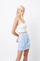 Lyrical Mini Skirt (Ice Blue) - SODA Fashion Haus
