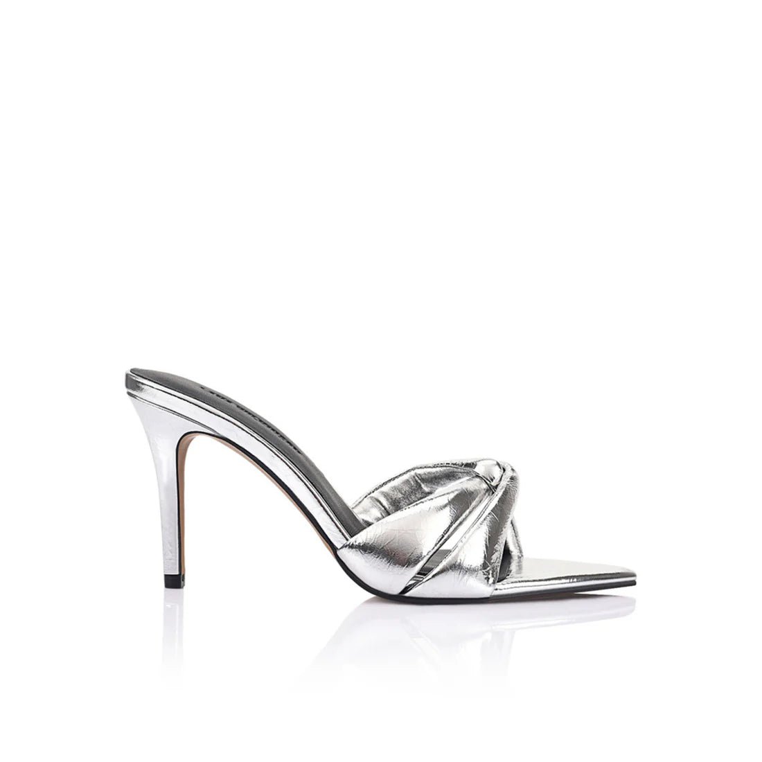 Mae Mule in Silver Metallic Leather - SODA Fashion Haus