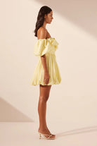 Maiori Off Shoulder Bubble Mini Dress - SODA Fashion Haus