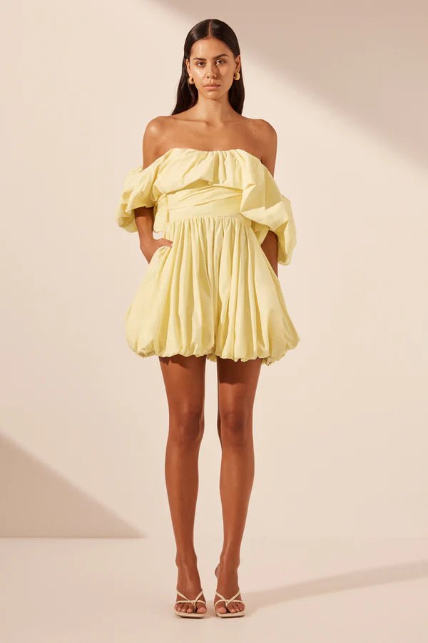 Maiori Off Shoulder Bubble Mini Dress - SODA Fashion Haus